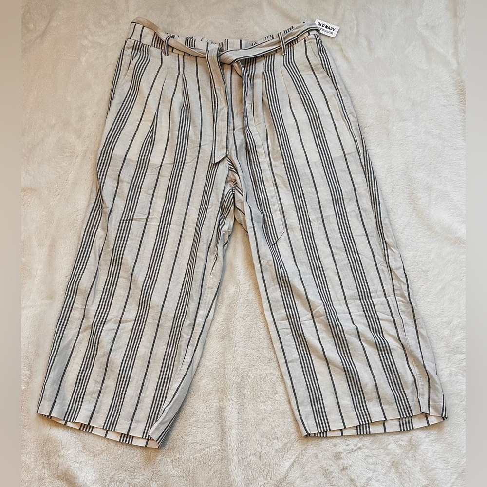Old Navy High Waisted Linen Blend Cropped Wide Leg Pants Size XL